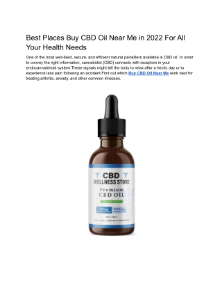 Best Places Buy CBD Oil Near Me in 2022 For All Your Health Needs
