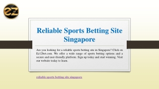 Reliable Sports Betting Site Singapore | Ez12bet.com