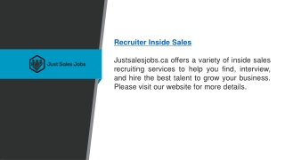 Recruiter Inside Sales  Justsalesjobs.ca