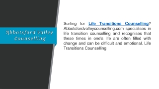 Life Transitions Counselling  Abbotsfordvalleycounselling.com