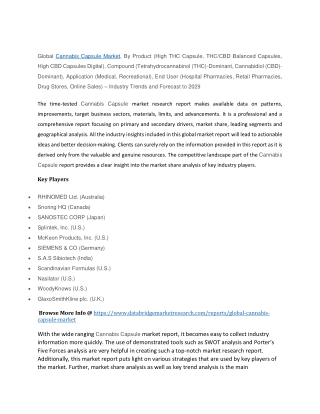 Cannabis Capsule Market