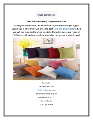 Satin Silk Pillowcases  Trulydecorative.com