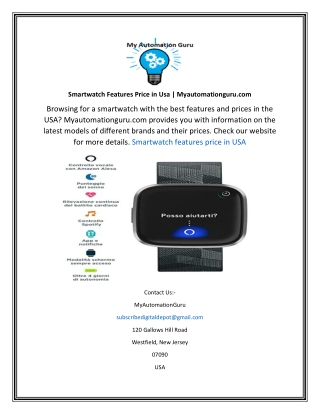 Smartwatch Features Price in Usa  Myautomationguru.com