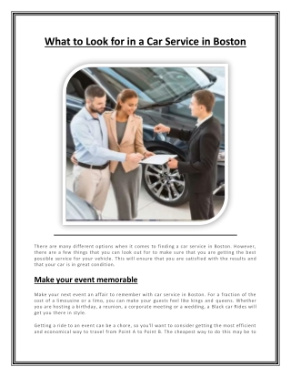 What to Look for in a Car Service in Boston