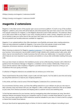 magento 2 extensions