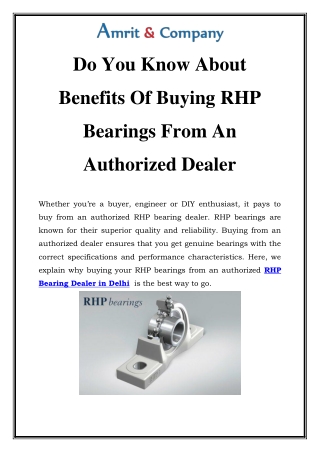 RHP Bearing Dealer in Delhi Call-9870276013