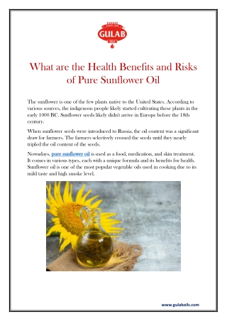 What are the Health Benefits and Risks of Pure Sunflower Oil