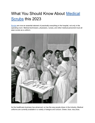 What You Should Know About Medical Scrubs this 2023