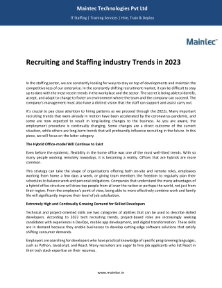 Recruiting and Staffing industry Trends in 2023 | Maintec