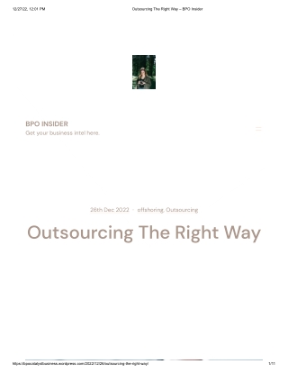 Outsourcing The Right Way