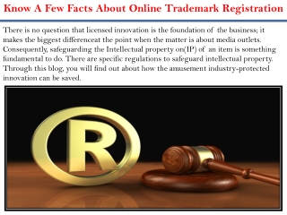 Know A Few Facts About Online Trademark Registration