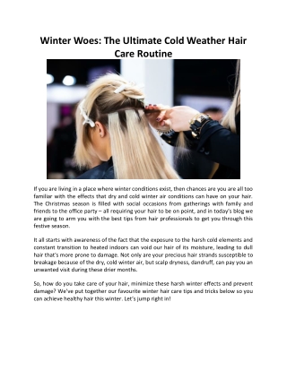 Winter Woes The Ultimate Cold Weather Hair Care Routine
