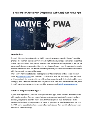 5 Reasons to Choose PWA (Progressive Web Apps) over Native App