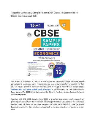 Best CBSE Sample Papers -  Economics for Class 12 exam 2022-23