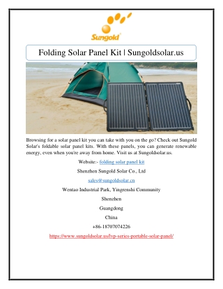 Folding Solar Panel Kit | Sungoldsolar.us