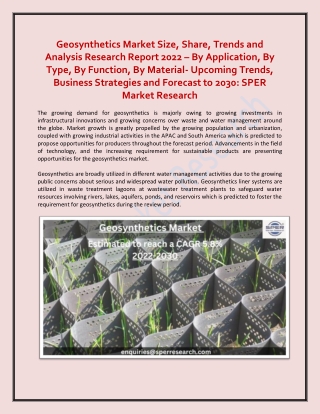 Geosynthetics Market Size, Share, Trends and Analysis Research Report 2022