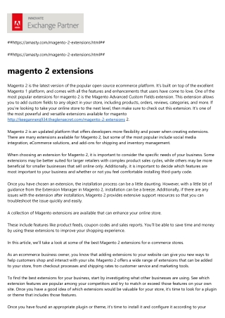 magento 2 extensions