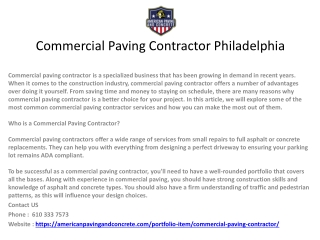 Commercial Paving Contractor Philadelphia