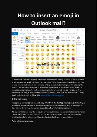 How to insert an emoji in Outlook mail