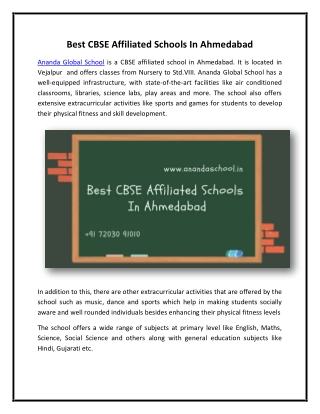 Best CBSE Affiliated Schools In Ahmedabad