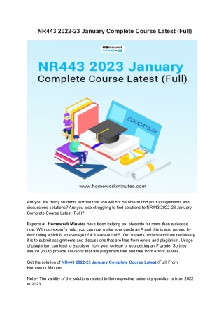 NR443 2022 January Complete Course Latest (Full)