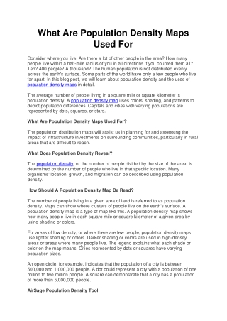 What Are Population Density Maps Used For