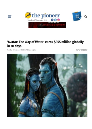 'Avatar The Way of Water' earns $855 million globally in 10 days