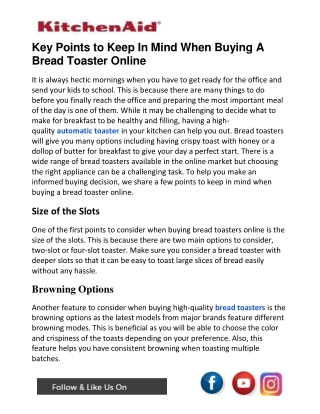 Key Points to Keep In Mind When Buying A Bread Toaster Online