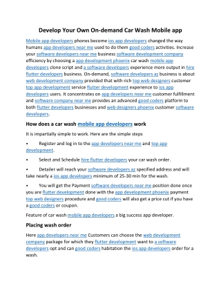 Develop Your Own On-demand Car Wash Mobile app