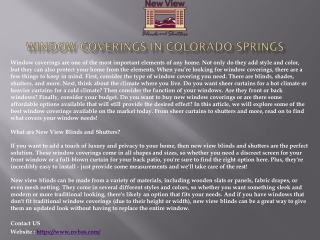 Window Coverings in Colorado Springs