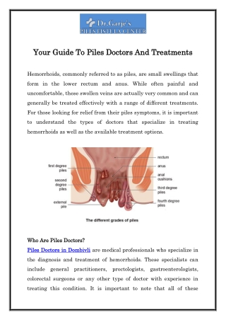 Your Guide To Piles Doctors And Treatments