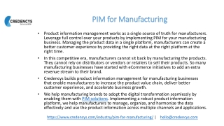 PIM for Manufacturing