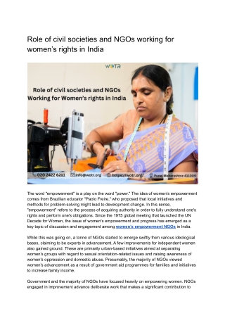 Role of civil societies and NGOs working for women’s rights in India