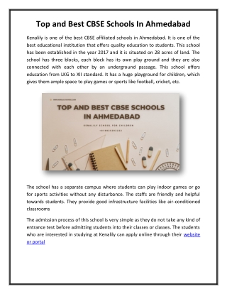 Kenalily Top and Best CBSE Schools In Ahmedabad