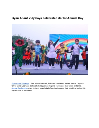 Annual Day Celebration at Gyan Anant Vidyalaya- Best school in atrauli