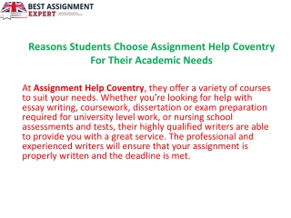 Reasons Students Choose Assignment Help Coventry For Their