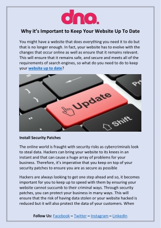 Why It’s Important To Keep Your Website Up To Date