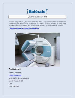 ¿Cuánto cuesta un MRI