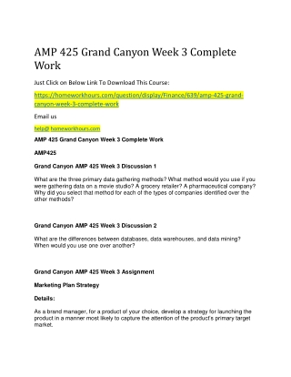 AMP 425 Grand Canyon Week 3 Complete Work