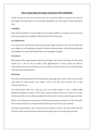 How to Buy Body Fat Scales and Ensure Their Reliability