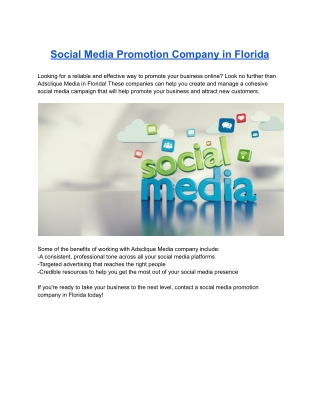 Social Media Promotion Company in Florida