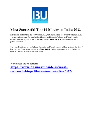 Most Successful Top 10 Movies in India 2022