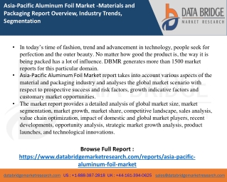 Asia-Pacific Aluminum Foil Market report