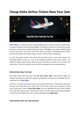 Cheap Delta Airline Tickets New Year Sale