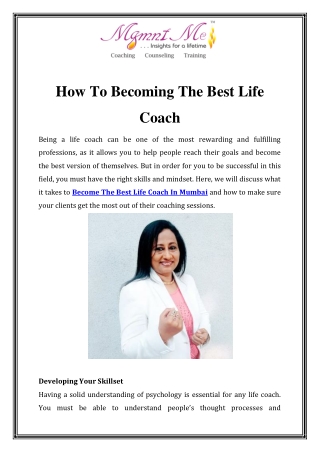 Become The Best Life Coach In Mumbai Call-7428590012