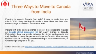 Three Ways to Move to Canada from India