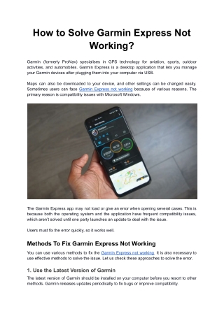 How to Solve Garmin Express Not Working