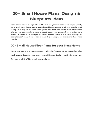 20  Small House Plans, Design & Blueprints Ideas