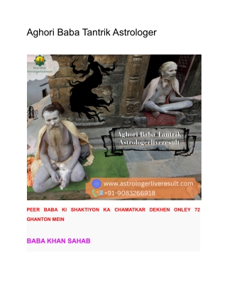 Aghori Baba Tantrik Astrologer