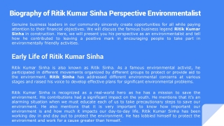 Biography of Ritik Kumar Sinha Perspective Environmentalist